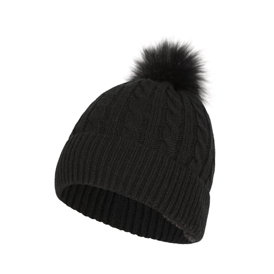 Mountain Warehouse Womens/Ladies Pom Pom Faux Fur Lined Beanie (Black)