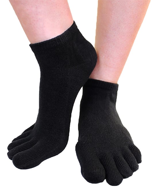 TOETOE - Calcetines de tobillo esenciales de algodón con control de humedad para hombres y mujeres - Negro - Image 2