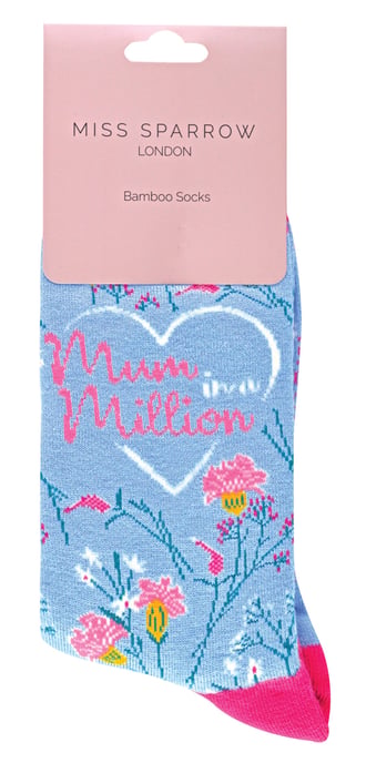 Miss Sparrow - Calcetines de Mamá para Señoras | Calcetines de Bambú con Estampado Floral | Suaves y Transpirables | Regalos para el Día de la Madre - Calcetines de Mamá (Azul) - Image 2