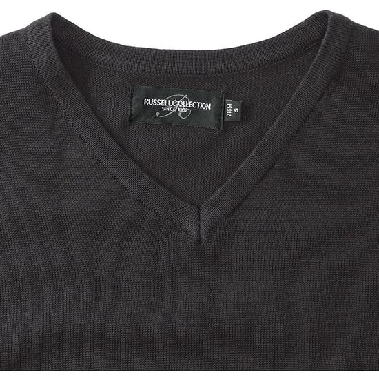 Russell Collection Mens V-Neck Sleevless Knitted Pullover Top / Jumper (Charcoal Marl) - Image 3