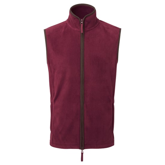 Premier Mens Artisan Fleece Gilet (Burgundy/Brown) - Image 1