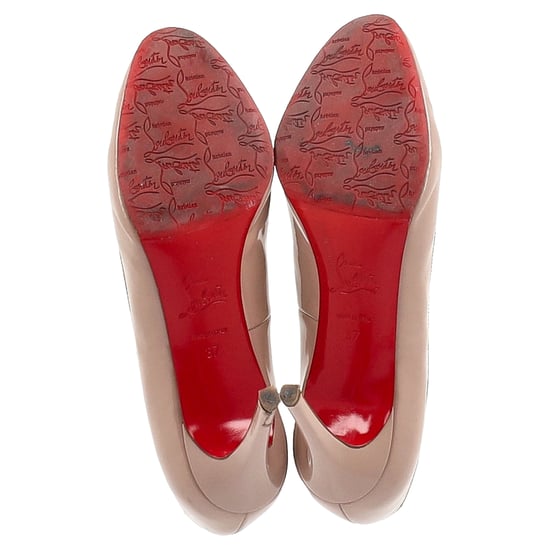 Christian Louboutin Dolly 85 Round Toe Pumps in Nude Patent Leather - Image 6