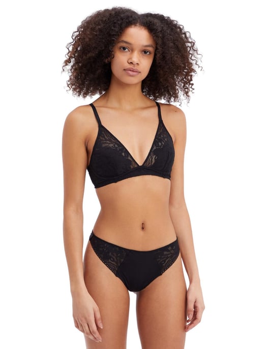 Calvin Klein Ultra-Soft Lace Plunge Bra -  Black
