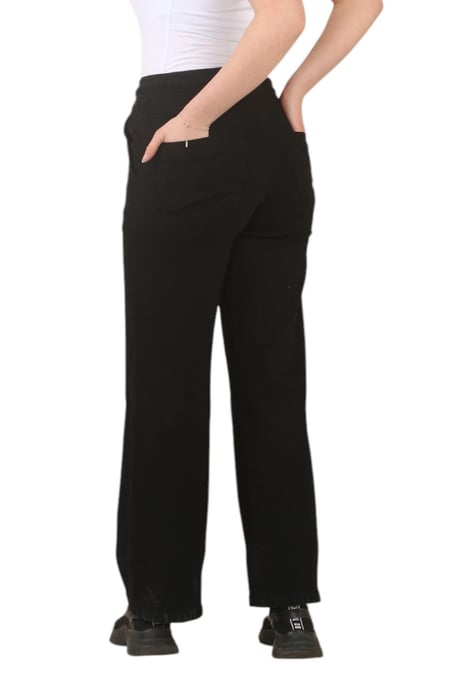MYT Womens Elasticated High Waist Wide Leg Jeans en negro - Image 2