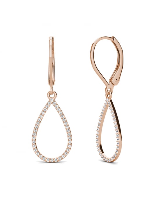 Pendientes de aro colgantes Laelia - Oro rosa y cristal - Image 1