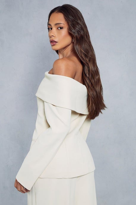 Tailored Bardot Fitted Blazer Top