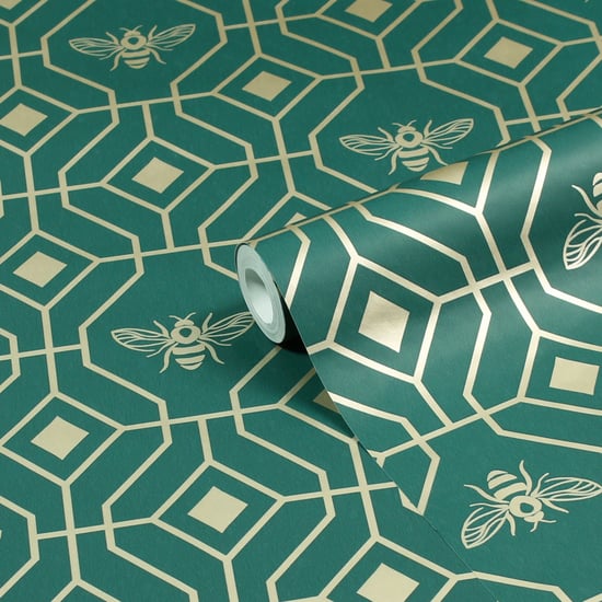 Papel tapiz geométrico foil dorado Bee Deco - Image 1