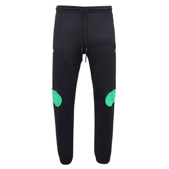 Off-White Green Diag Outline Design Cuffed Black Sweatpants