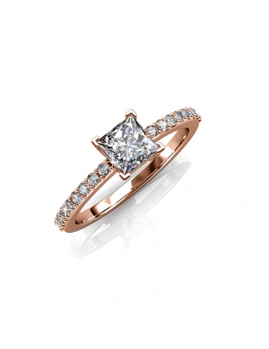 Anillo Cuadrado Simple - Oro Rosa y Cristal - Image 1
