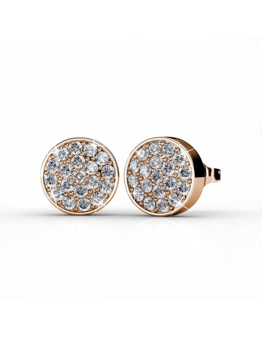 Pendientes Redondos - Oro Rosa y Cristal - Image 1