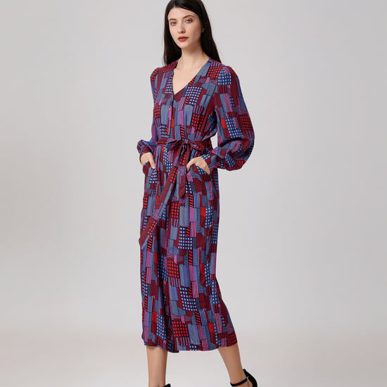 Graphic Print V Neckline Jumpsuit - Image 3