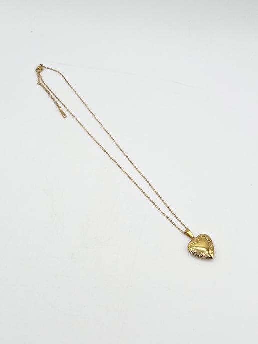 Large Heart Locket Necklace in Gold - Image 5