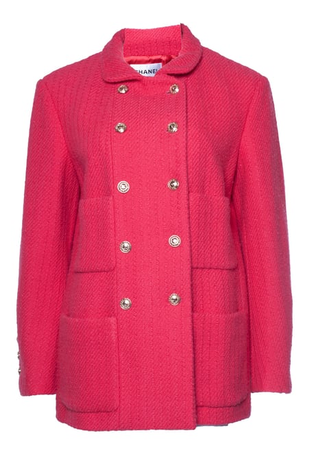 pink wool tweed blazer with 4 pockets - Image 2
