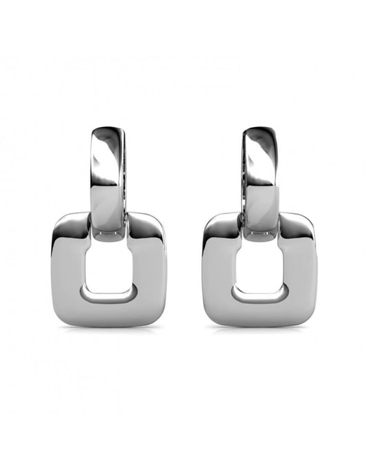 Pendientes Cuadrados Clásicos - Plata y Cristal - Image 5