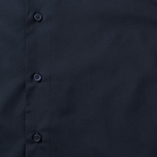 Russell Collection Mens Long Sleeve Poly-Cotton Easy Care Tailored Poplin Shirt (French Navy) - Image 5