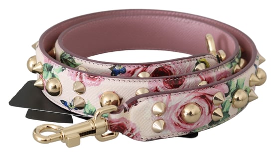 Correa de hombro de cuero con tachuelas de flores rosas para mujer de Dolce & Gabbana - Image 1