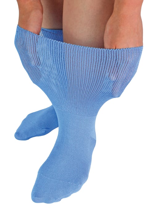 Calcetines de bambú extra anchos para edemas | Dr.Socks | Hombres y mujeres | Calcetines para pies hinchados tobillos piernas y diabéticos - Azul - Image 1