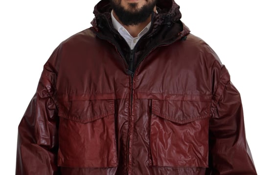 Chaqueta con capucha de algodón burdeos de cierre completo para hombre Dolce & Gabbana - Image 4