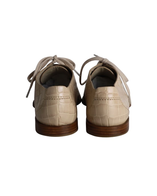 Alexander Wang Ingrid Croc-Embossed Oxfords in Beige Calfskin Leather - Image 4