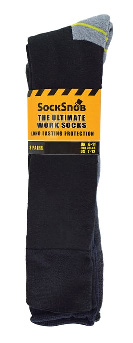 Sock Snob - Paquete de 6 calcetines largos de trabajo para hombre para botas con puntera de acero - Negro - Image 2