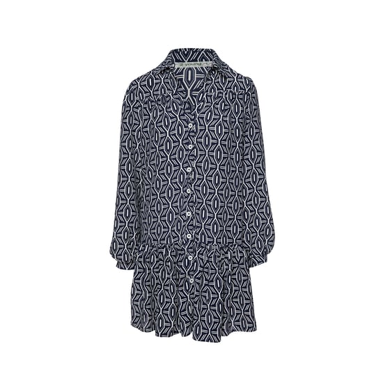 Vestido estampado con botones en azul marino y blanco - Image 2