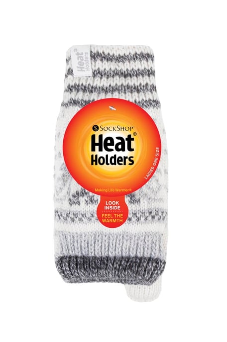 Ladies Warm Fairisle Patterned Thermal Fingerless Converter Gloves - Image 2