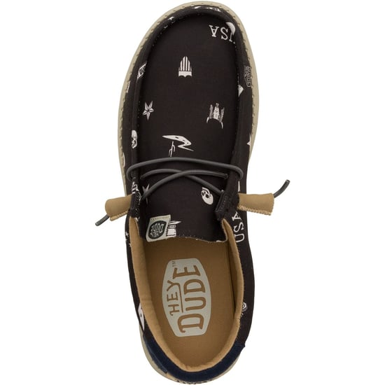 HEYDUDE Wally Stars n Skulls 100% Cotton Men's Black Boat Shoes - Image 5