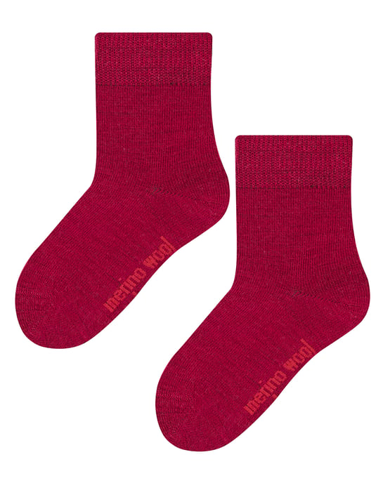 Steven - Calcetines térmicos de lana merino para niños - Rojo oscuro - Image 1