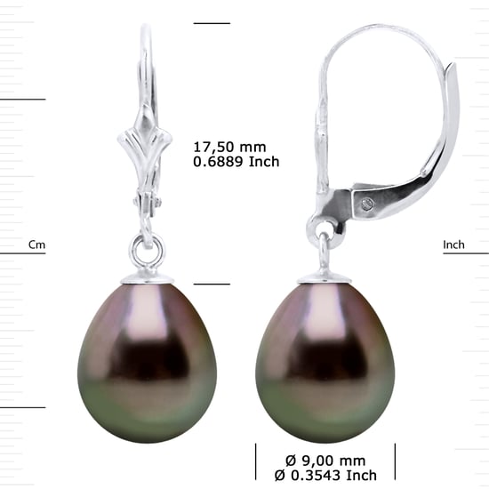 DIADEMA - Earrings - White Gold and Real Tahitian Pearls