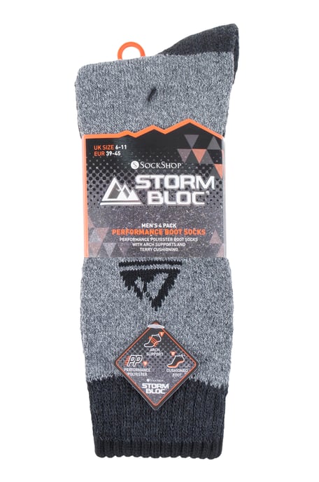 STORM BLOC - 4 Pares Calcetines Suela Acolchada Hombre Senderismo Bota de Trabajo - Image 2