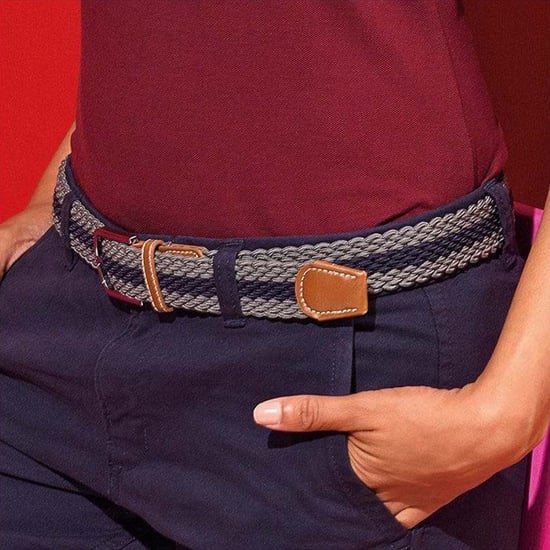 Asquith & Fox Mens Two Colour Stripe Braid Stretch Belt (Slate/Navy) - Image 2