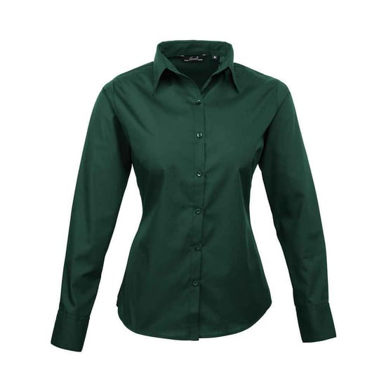 Premier Womens/Ladies Long-Sleeved Shirt (Bottle Green) - Image 1