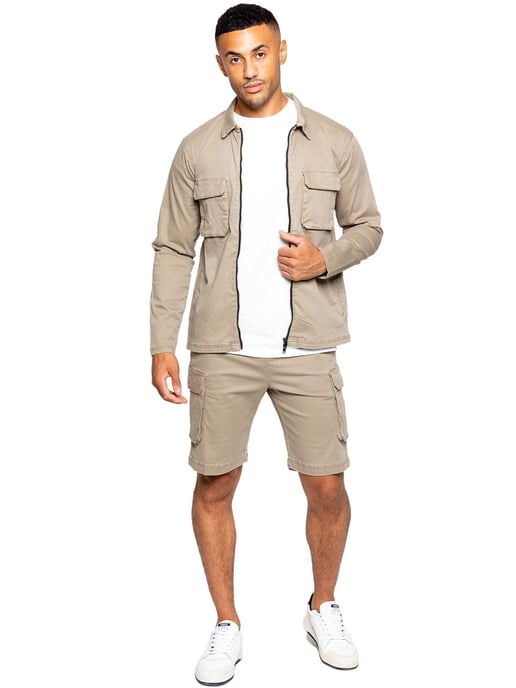 Enzo | Chándal con pantalón corto para hombre - Beige - Image 1