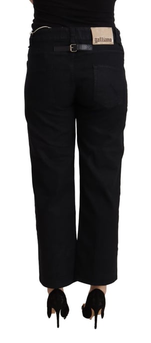 Jeans de mezclilla recortados de talle alto acampanados de algodón negro para mujer John Galliano - Image 3
