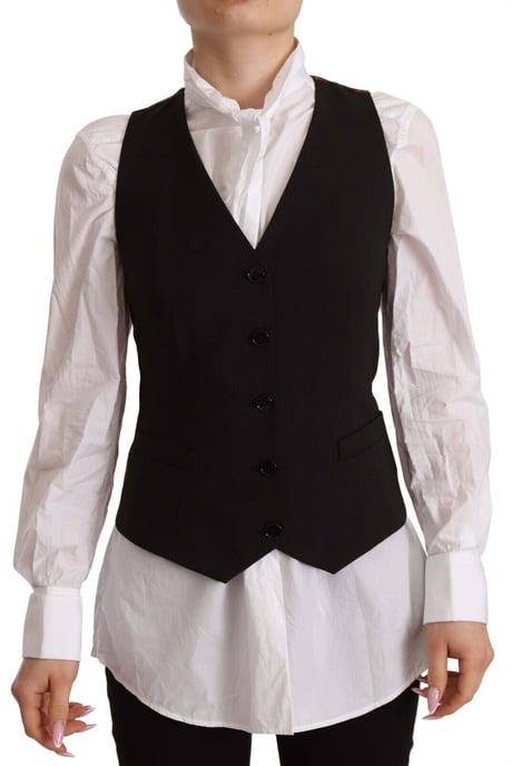 Top Sin Mangas Negro con Botones para Mujer de Dolce & Gabbana en Poliéster - Image 1