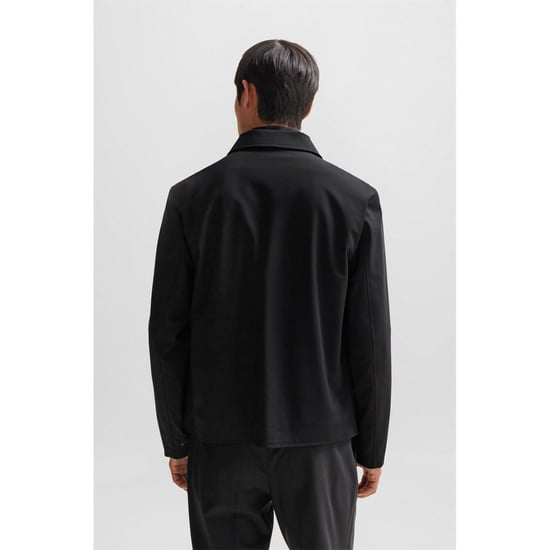 Men's Boss P-Hanry Checked Zip-Up Shirt Jacket in Black