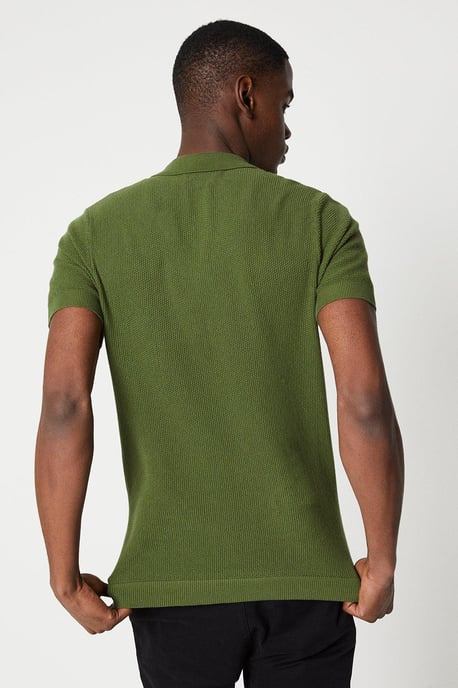 Moss Stitch Knitted Polo