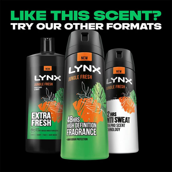 Lynx 3in1 Body, Face & Hair Wash Shower Gel Extra Fresh Jungle Fresh 700ml, 6pk