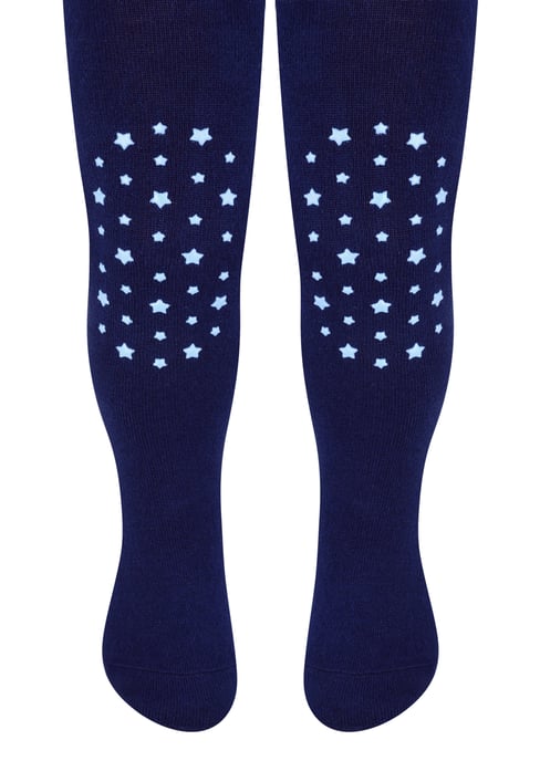 Leotardos con Agarres para Bebé | Steven | Leotardos de Algodón Suave Antideslizantes con Estampados - Estrellas (Azul Marino) - Image 1