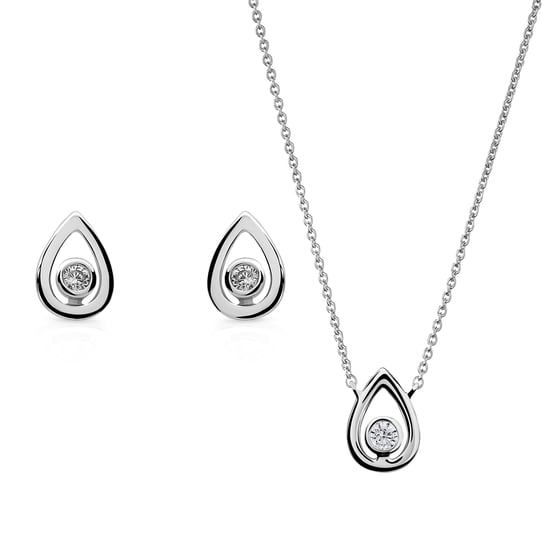 Orphelia 'Ellie' Women's 925 Sterling Silver Set: Necklace + Earrings - Silver SET-7485 - Image 1