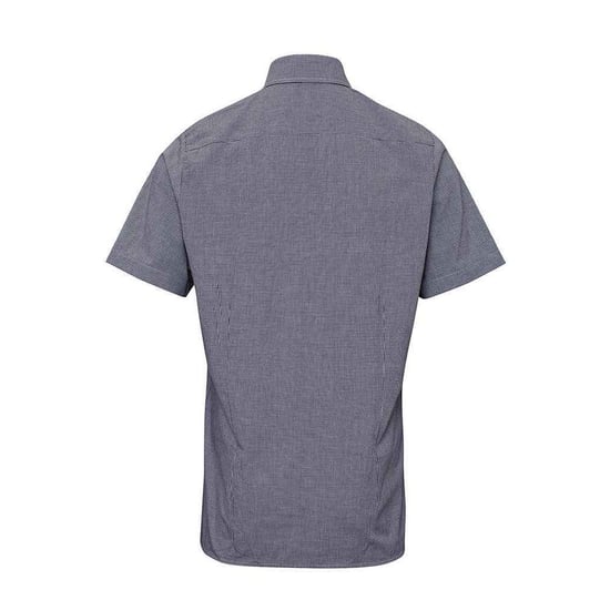 Premier Mens Gingham Cotton Short-Sleeved Shirt (Black/White) - Image 2