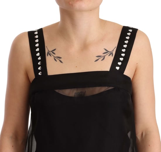 Vestido Mini Ajustado de Seda Negra con Cristales de Dolce & Gabbana para Mujer - Image 4