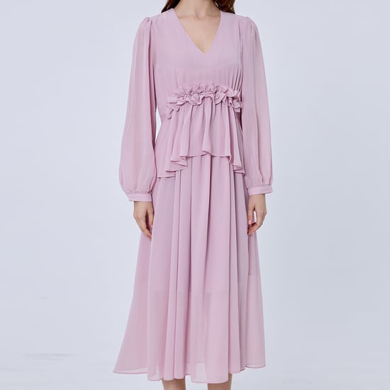 Long ruffle chiffon dress - Image 5