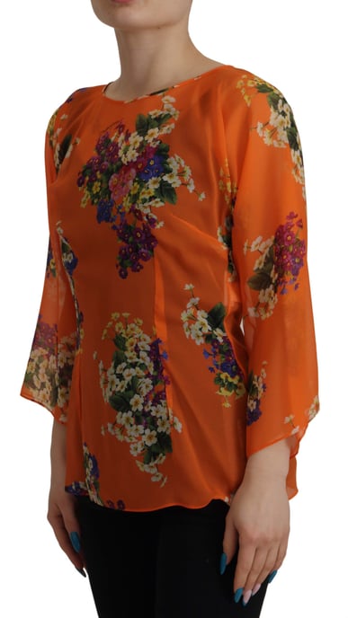 Blusa de manga larga mujer con estampado floral naranja de Dolce & Gabbana - Image 4