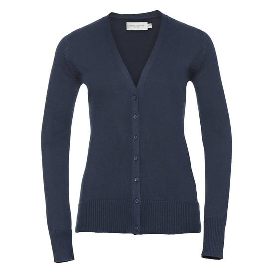 Russell Collection Ladies/Womens V-neck Knitted Cardigan (French Navy) - Image 1
