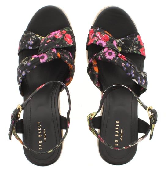 Sandalias de Mujer Ted Baker Cardima Cuña de Espadrille Impresa Floral Negra - Image 6