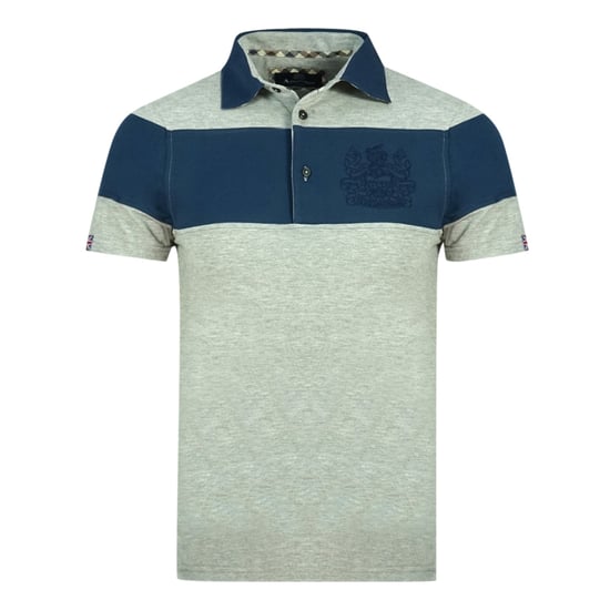 Polo gris con logo en el pecho y escudo Aldis en bloques de color de Aquascutum - Image 1