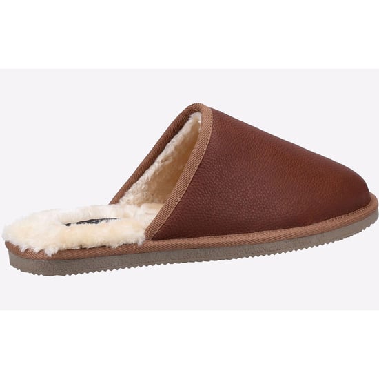 Hush Puppies Mens Coady Leather Slippers (Tan) - Image 2