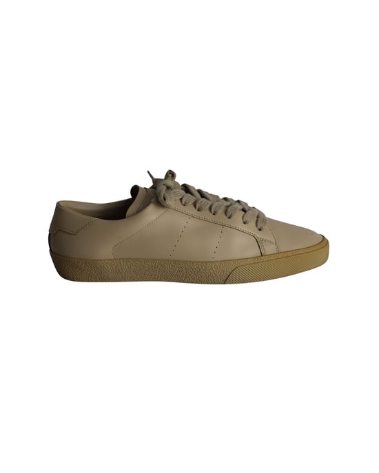 Saint Laurent SL/06 Court Classic Low-Top Sneakers in Beige Calfskin Leather - Image 1