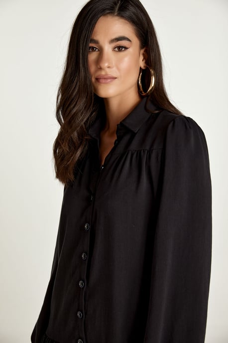 Vestido Tencel Negro con Botones - Image 4